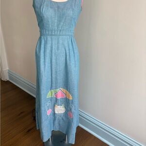 Vintage 70s embroidered wrap sun dress